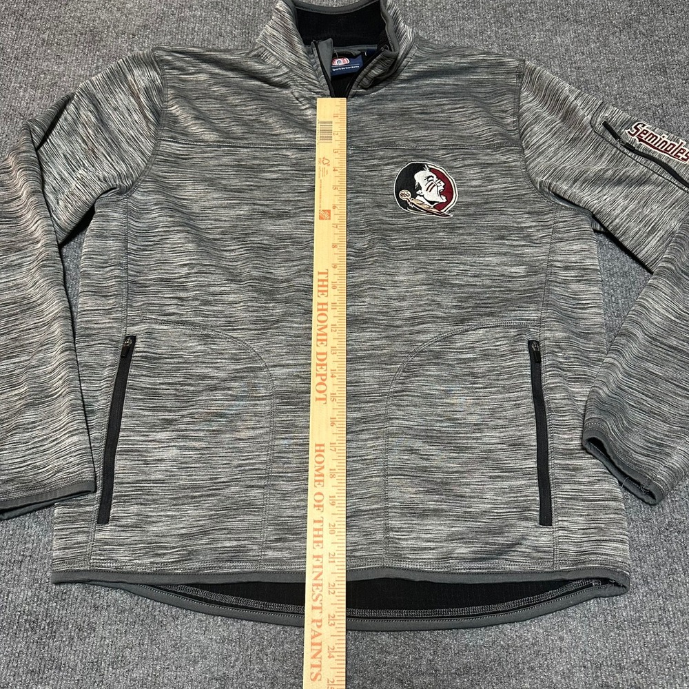 FSU NCAA Florida State Seminoles Mens Gray 1/4 Zip Pullover Large Sports - Picture 5 of 6